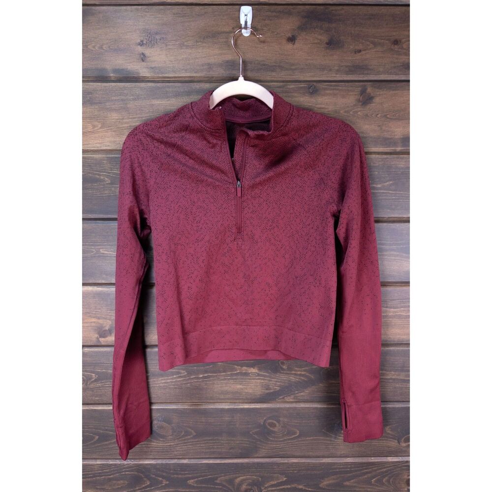 Lululemon Rest Less Cropped Half-Zip Herringbone Fade Mulled Wine Size Small